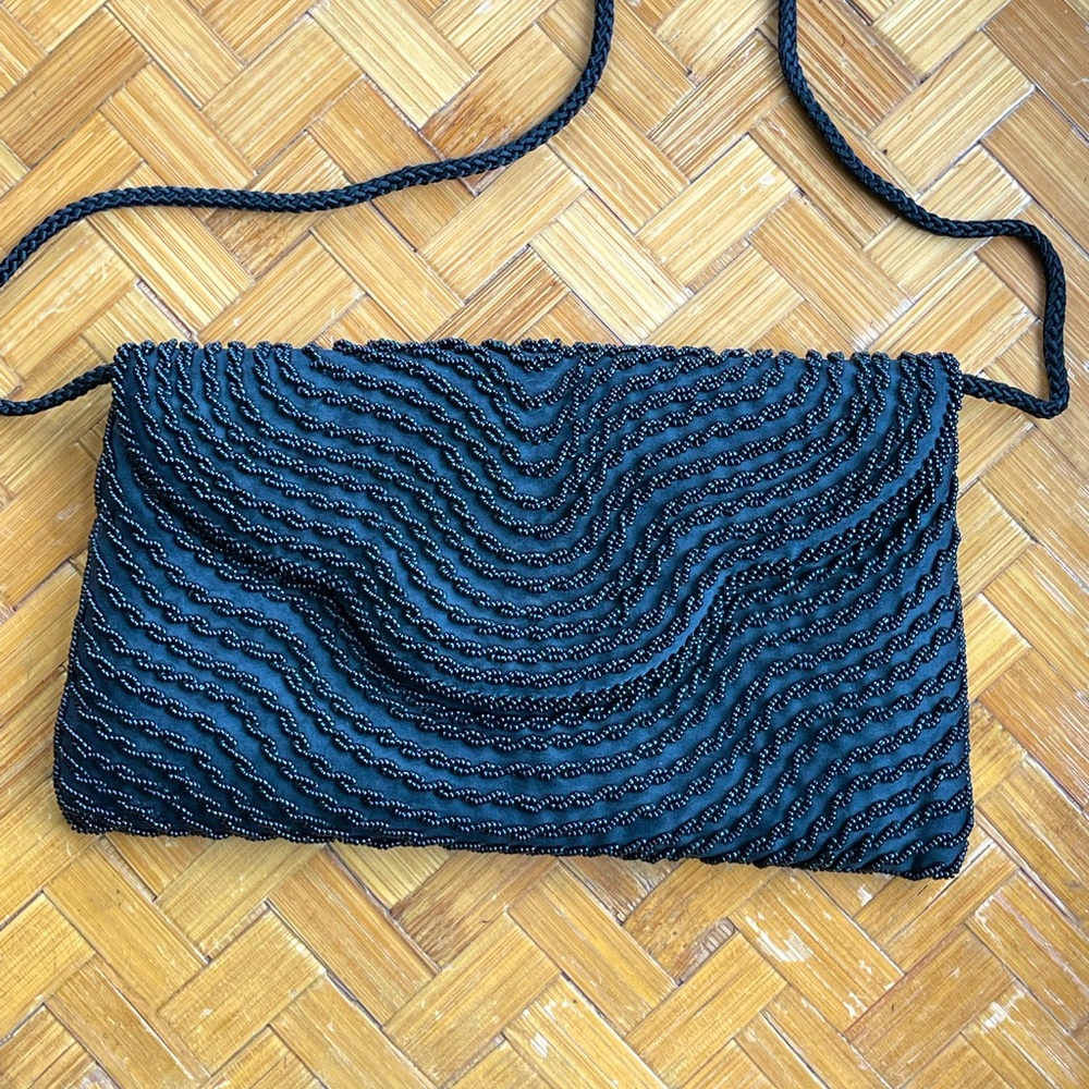 Black beaded shoulder bag/clutch